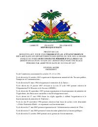 (2017-08) Draft Law Renewing for One Year the State of Emergency in Nippes, Sud, Grand’Anse and Nord-Ouest