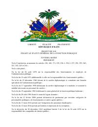 Bill Setting the General Statute of the Civil Service
