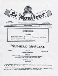 (2020-11) Dekrè ki kreye Ajans Nasyonal Entèlijans (ANI) ak Dekrè pou ranfòse sekirite piblik (Le Moniteur, Espesyal N° 40)