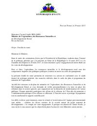 (2017-03-29) Roadmap for the Ministry of Agriculture, Natural Resources and Rural Development (Carmel André Béliard)