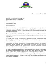 (2017-03-29) Roadmap for the Ministry of Economy and Finance (Jude Alix Patrick Salomon)
