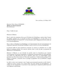 (2017-03-29) Roadmap for the Ministry of the Environment (Pierre Simon Georges)