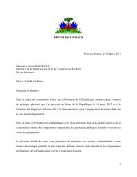 (2017-03-29) Roadmap for the Ministry of Planning and External Cooperation (Aviol Fleurant)