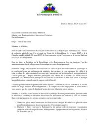 (2017-03-29) Roadmap for the Ministry of Tourism and Creative Industries (Colombe Emilie Jessy Menos)