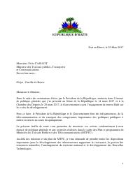 (2017-03-29) Roadmap for the Ministry of Public Works, Transport and Communications (Fritz Caillot)