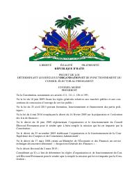 Bill Setting the Rules for the Organisation and Functioning of the Permanent Electoral Council