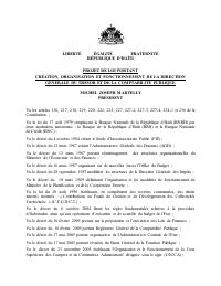 Bill Creating, Organising and Governing the Directorate General of the Treasury and Public Accounting
