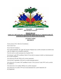 Bill Creating the Limited-Liability Sole Proprietorship and Recasting Company Law