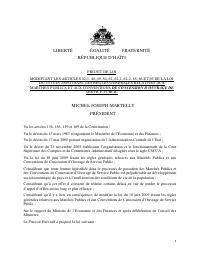 Bill Amending Articles 42-1, 48, 49, 54, 62, 62-1, 62-2, 65, 66 and 69 of the Public Procurement Law of 10 June 2009