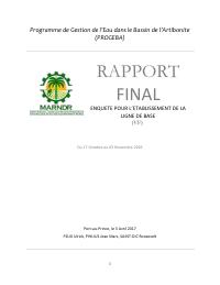 PROGEBA Baseline Survey: Water Management in the Artibonite Basin