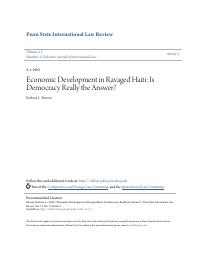 (1992-09) Economic Development in Ravaged Haiti: Is Democracy Really the Answer?