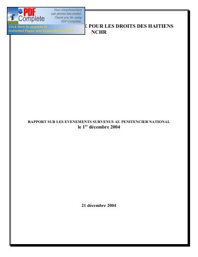 Report on the events at the National Penitentiary on 1 December 2004