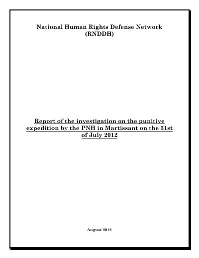 Investigation into the punitive expedition by the PNH in Martissant on 31 July 2012