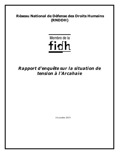 Investigative report concerning the tensions in Arcahaie