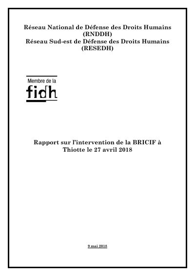 Report on the BRICIF operation at Thiotte on 27 April 2018