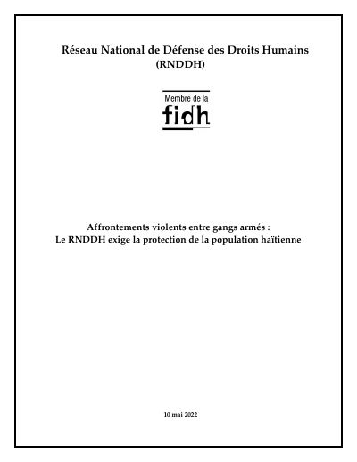 Violent clashes between armed gangs: the RNDDH demands protection for the population