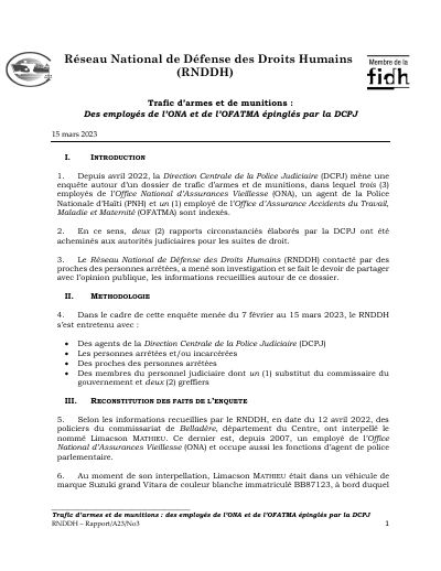 Arms and ammunition trafficking: employees of the ONA and the OFATMA named by the DCPJ