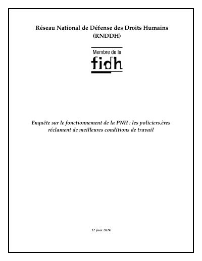 Survey on the functioning of the PNH: police officers demand better working conditions