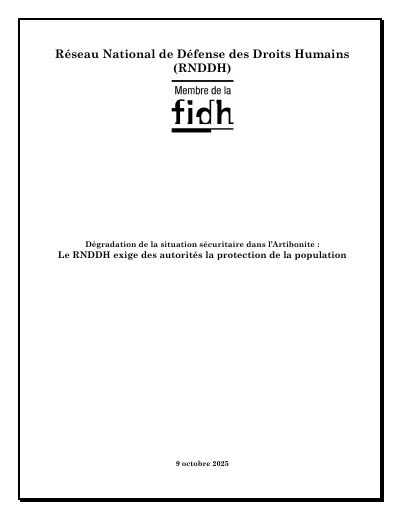 Deteriorating security in the Artibonite: the RNDDH demands that the authorities protect the population