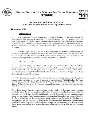 Kamikaze drone operations: the RNDDH demands protection for the civilian population