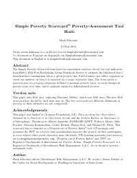 Simple Poverty Scorecard Poverty-Assessment Tool: Haiti (2012 data)