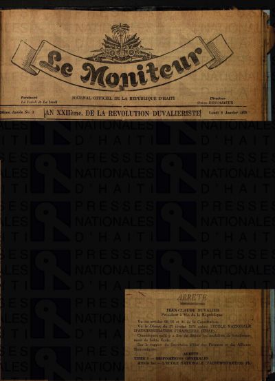Arrêté setting the functioning of the National School of Financial Administration (ENAF), Le Moniteur No. 3 of 8 January 1979