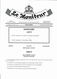 (2018-09-05) Order Appointing the Ministerial Cabinet and the Secretaries of State (Céant Government)