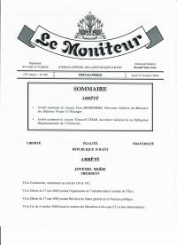 (2018-10-25) Order Appointing the Director General of the Ministry of Haitians Living Abroad and the Secretary General of the Artibonite Delegation