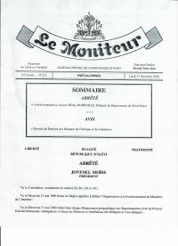 (2018-12-17) Order Appointing Wisley Dordoille Delegate of the Nord-Ouest Department