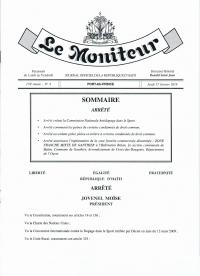(2019-01-17) Order Creating the National Anti-Doping Commission, Granting Pardons, and Authorising the Ganthier Mixed Free Zone