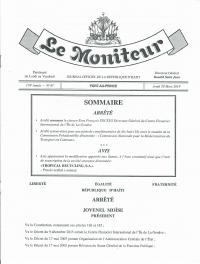 (2019-03-28) Order Appointing the Director General of the Gonâve Island International Financial Centre and Renewing the Public Transport Modernisation Commission