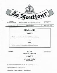 (2019-04-09) Order Appointing Jean Michel Lapin Prime Minister