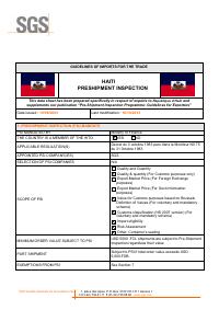 Guidelines of Imports for the Trade: Haiti Pre-Shipment Inspection
