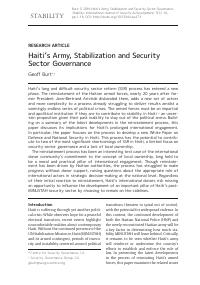 (2016) Haiti's Army, Stabilization and Security Sector Governance