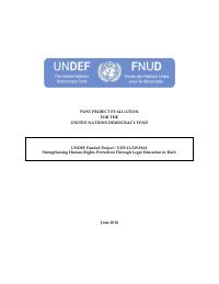 Post-Project Evaluation: Strengthening Human Rights Protection (UDF-12-529-HAI)