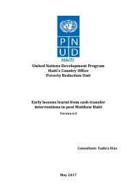 Early lessons learnt from cash transfer interventions in post-Matthew Haiti