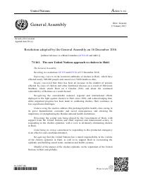(2016-12) The New United Nations Approach to Cholera in Haiti: General Assembly Resolution 71/161, 16 December 2016