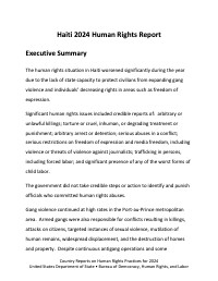(2024) Country Reports on Human Rights Practices for 2024: Haiti