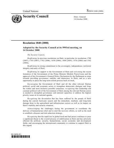 Security Council Resolution 1840 (2008)