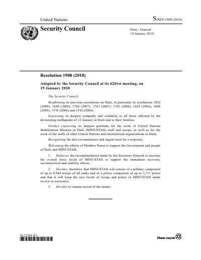 Security Council Resolution 1908 (2010)