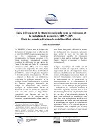(2008-05) Haiti's National Growth and Poverty Reduction Strategy Paper (DSNCRP): Institutional, Socio-Educational and Cultural Aspects