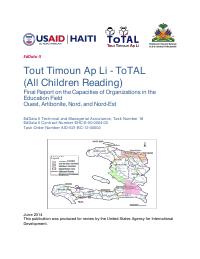 Tout Timoun Ap Li (All Children Reading): Final Report on Capacity Mapping