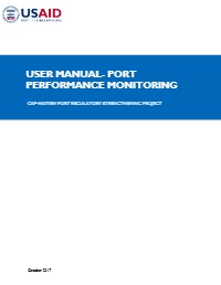 (2017) User Manual - Port Performance Monitoring: Cap-Haitien Port Regulatory Strengthening Project