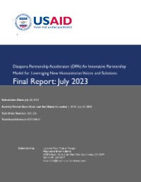 (2023) Diaspora Partnership Accelerator (DPA): An Innovative Partnership Model for Leveraging New Humanitarian Voices and Solutions