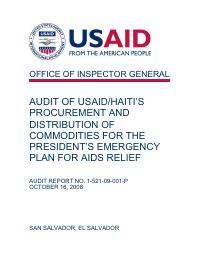 (2008-10) Odit sou acha ak distribisyon pwodwi USAID/Ayiti fè pou PEPFAR (rapò 1-521-09-001-P)