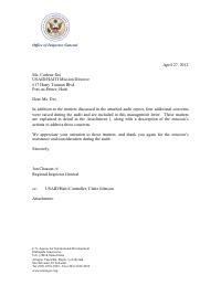 Management Letter on Additional Concerns Identified During the USAID Haiti Audit
