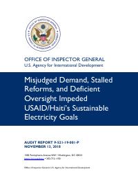 (2018-11) Misjudged Demand, Stalled Reforms, and Deficient Oversight Impeded USAID/Haiti's Sustainable Electricity Goals