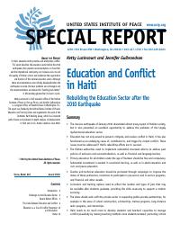 Education and Conflict in Haiti: Rebuilding the Education Sector after the 2010 Earthquake