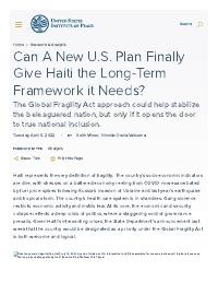 (2022) Can a New U.S. Plan Finally Give Haiti the Long-Term Framework It Needs?