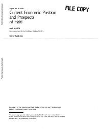 (1974) Current Economic Position and Prospects of Haiti